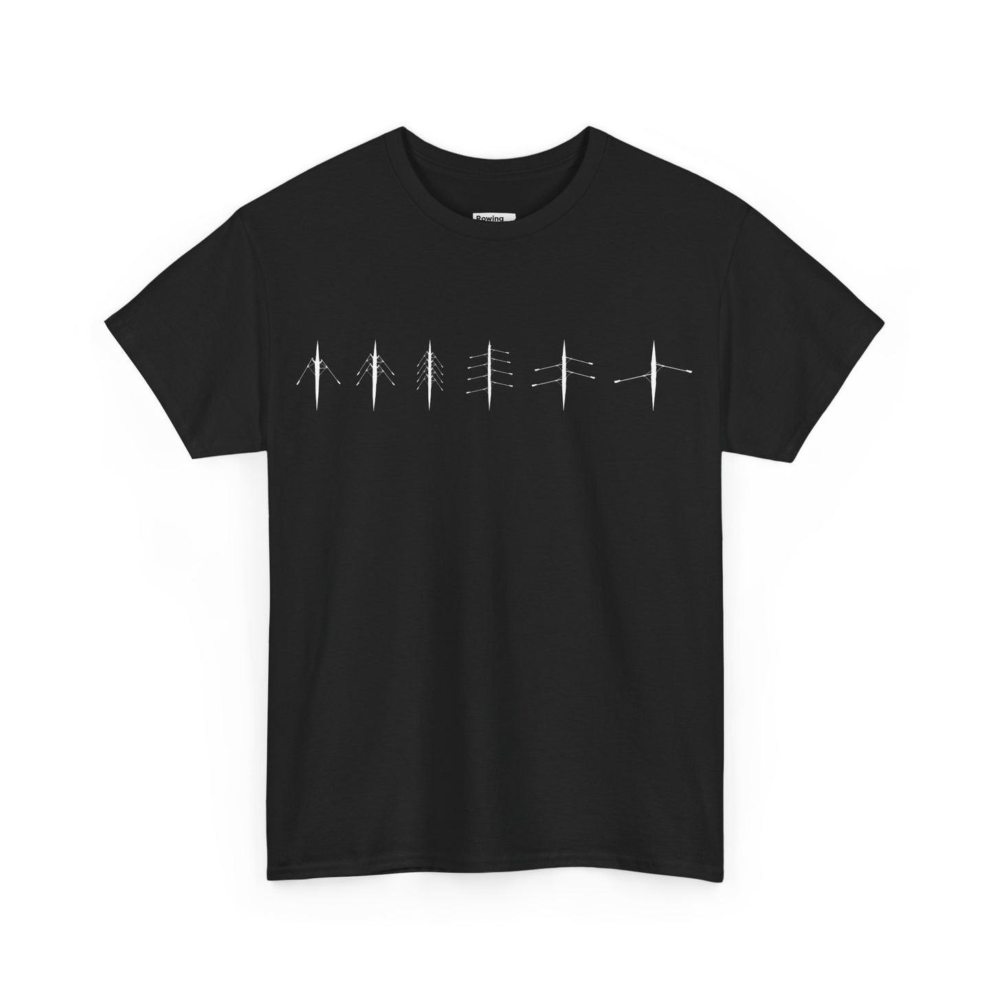 Rowing Boat Silhouette Unisex Heavy Cotton Tee - Black
