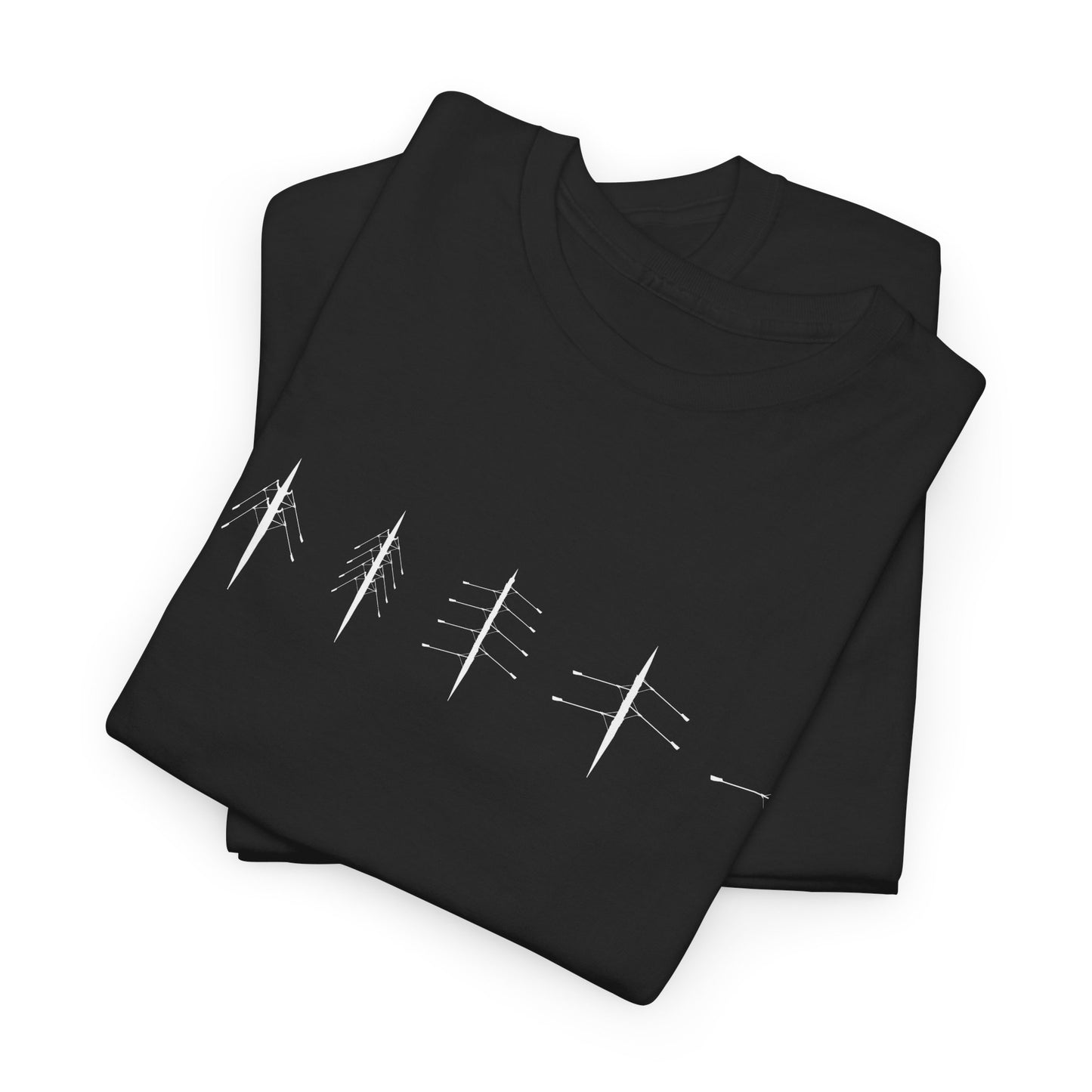 Rowing Boat Silhouette Unisex Heavy Cotton Tee - Black