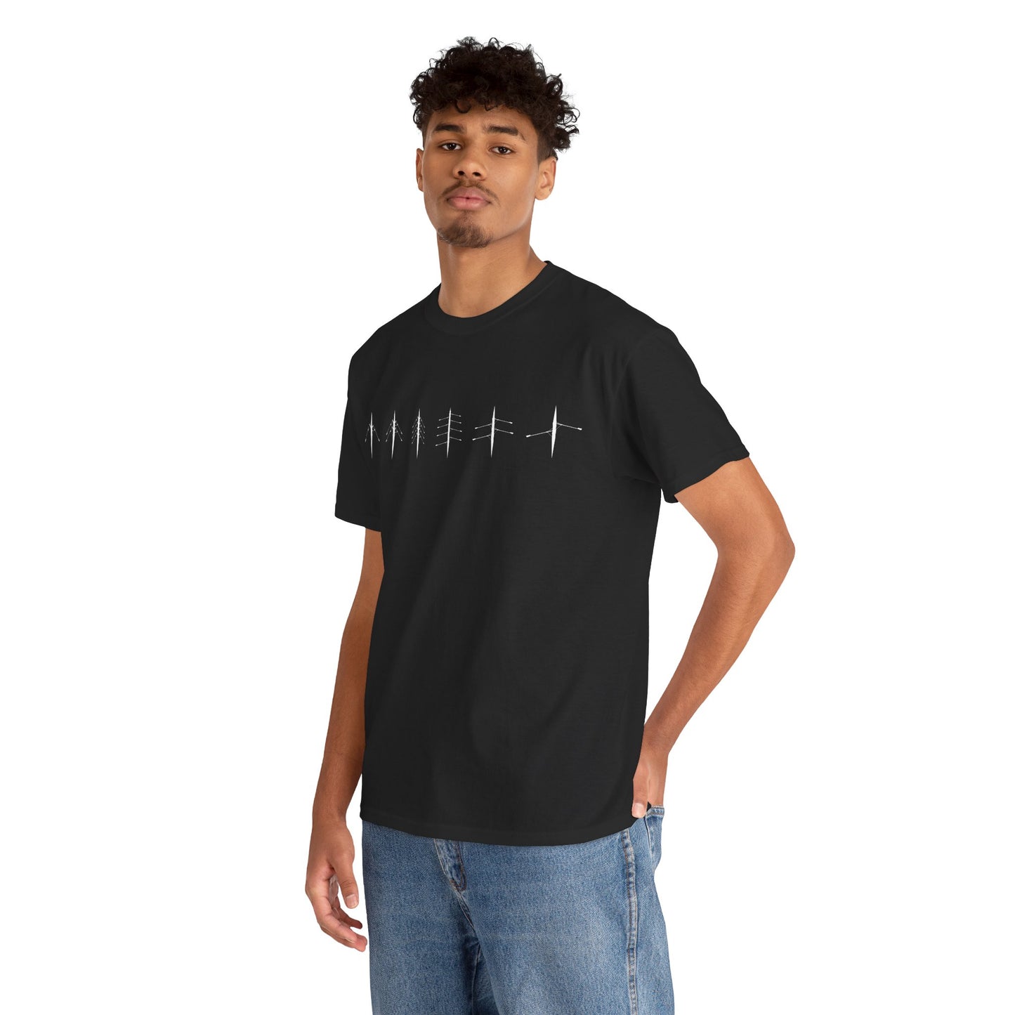 Rowing Boat Silhouette Unisex Heavy Cotton Tee - Black