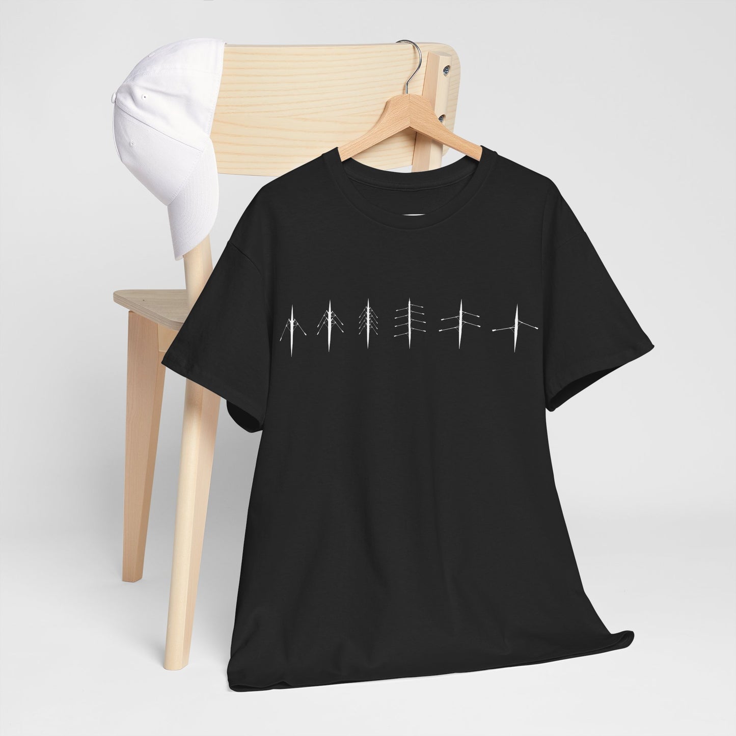 Rowing Boat Silhouette Unisex Heavy Cotton Tee - Black