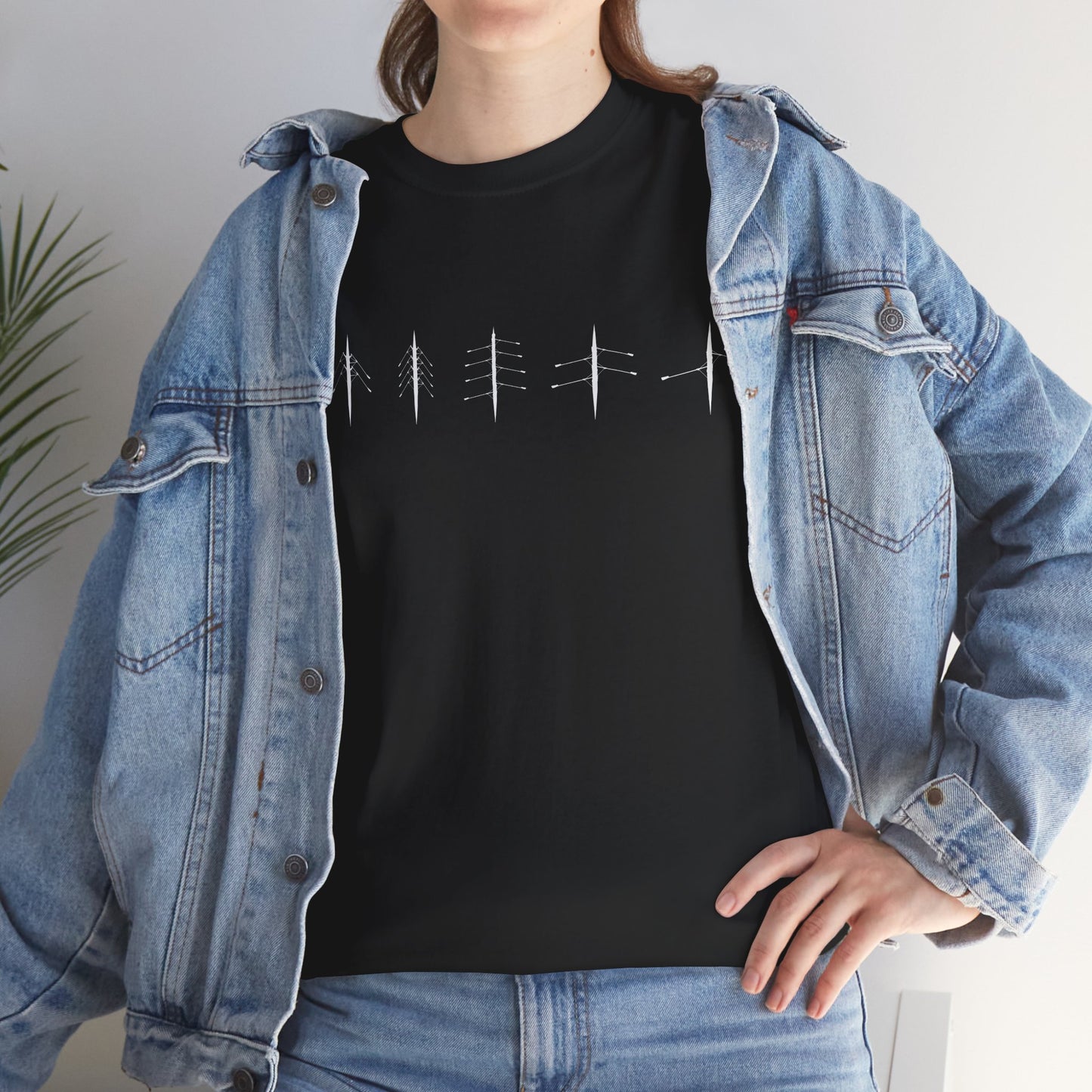 Rowing Boat Silhouette Unisex Heavy Cotton Tee - Black