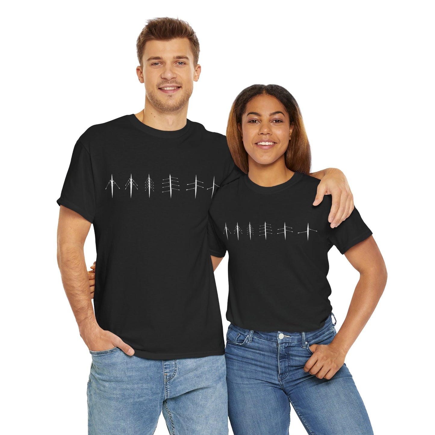Rowing Boat Silhouette Unisex Heavy Cotton Tee - Black