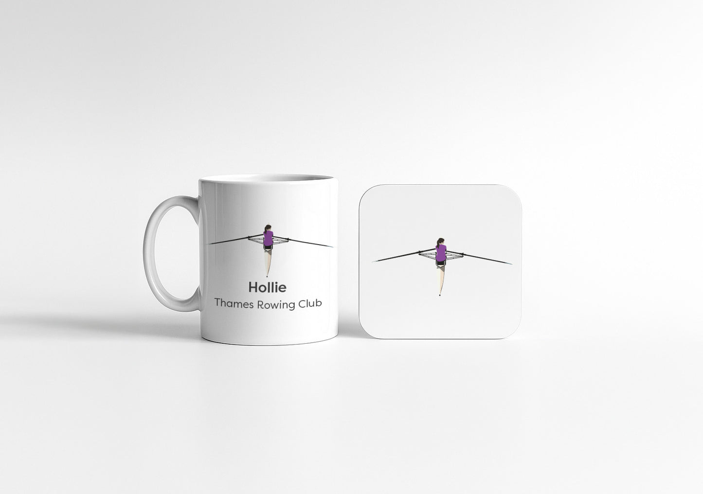 Personalised Rower Ceramic Mug & Coaster Bundle | Add Your Name | Rowing Gift