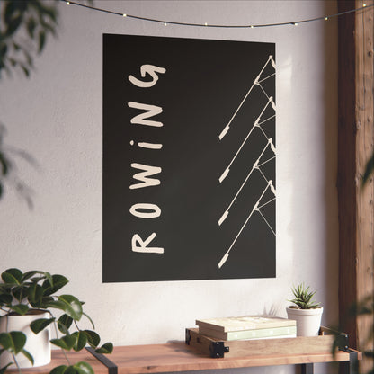 Rowing Script Boat Graphic Fine Art Poster