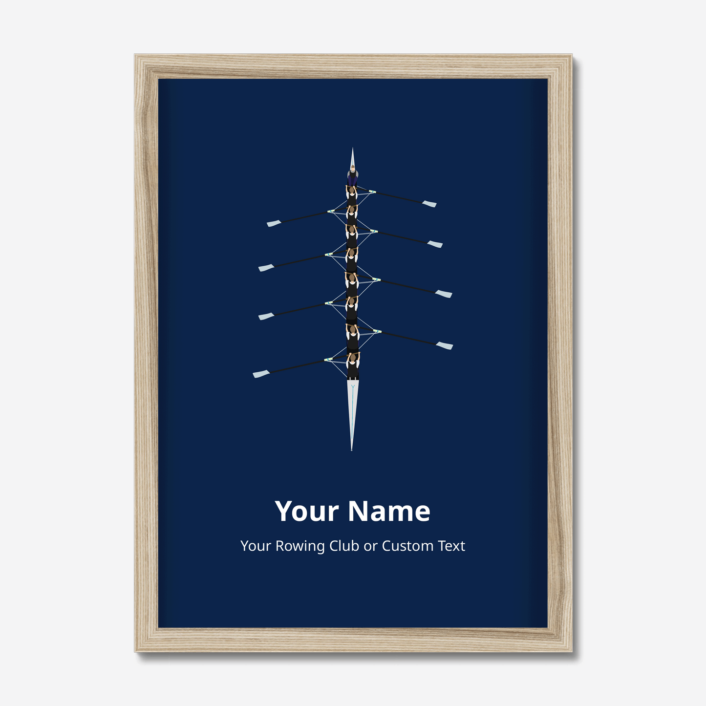 Framed Mens Eight+ Rowing Crew Personalised Print