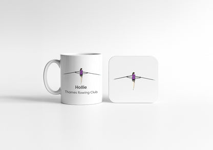 Personalised Rower Ceramic Mug & Coaster Bundle | Add Your Name | Rowing Gift