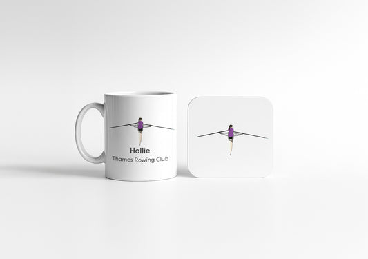 Personalised Rower Ceramic Mug & Coaster Bundle | Add Your Name | Rowing Gift