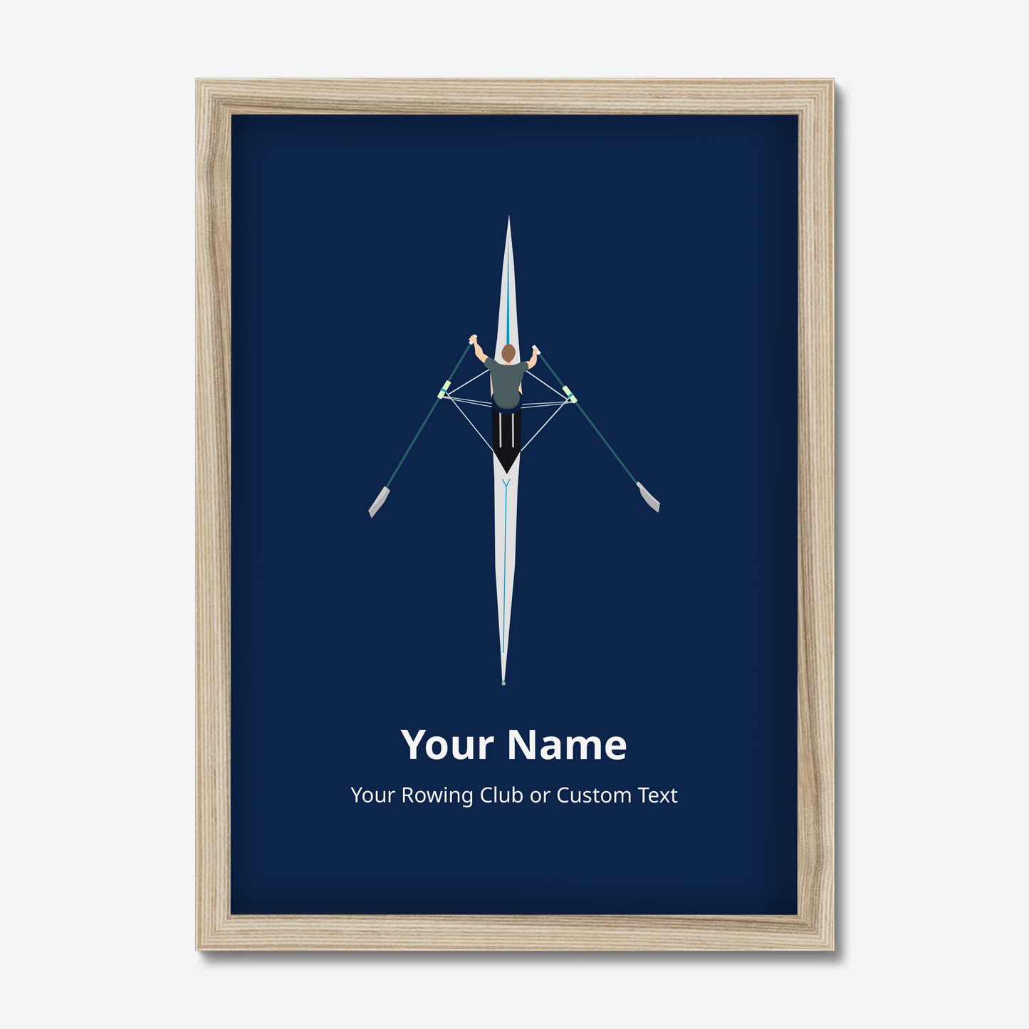 Framed Mens Single Scull Rower Personalised Print – Perfect Rowing Gift for Enthusiasts