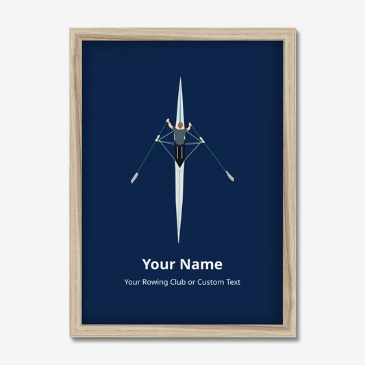 Framed Mens Single Scull Rower Personalised Print – Perfect Rowing Gift for Enthusiasts