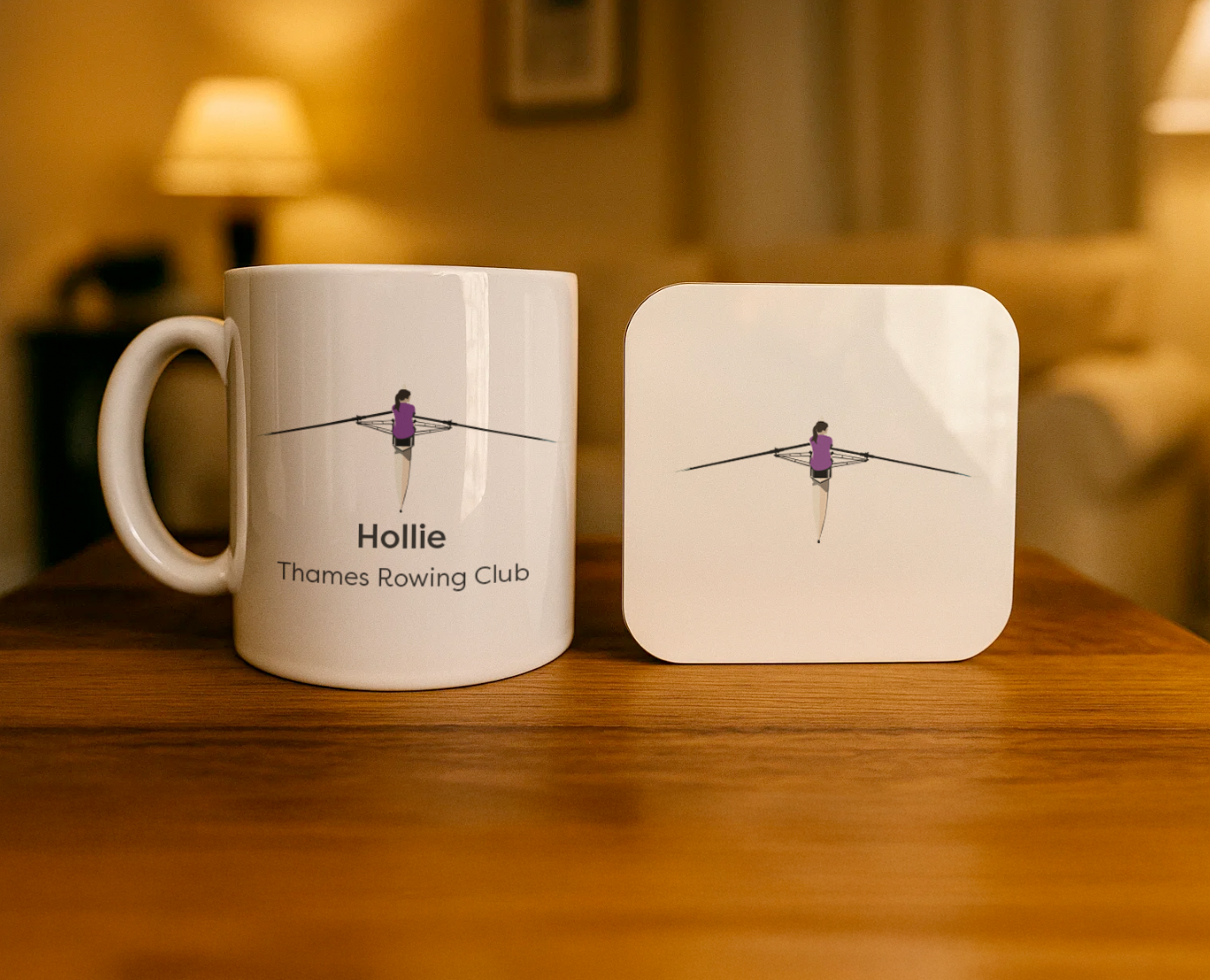 Personalised Rower Ceramic Mug & Coaster Bundle | Add Your Name | Rowing Gift