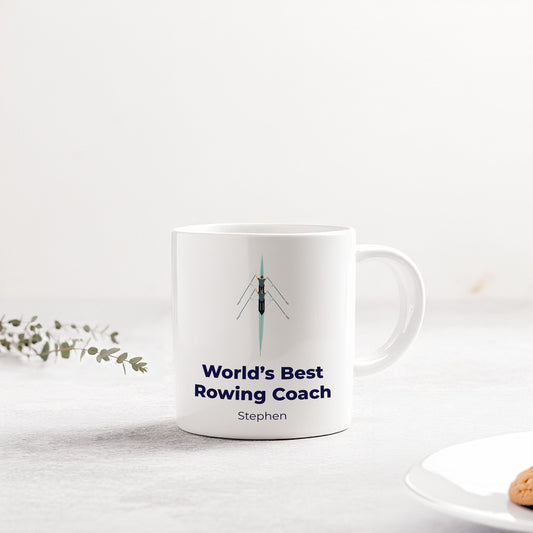 Personalized Rowing Coach Mug | World's Best Rowing Coach Custom Name & Graphic | Perfect Gift for Rowing Coaches | 11oz Ceramic Coffee Mug