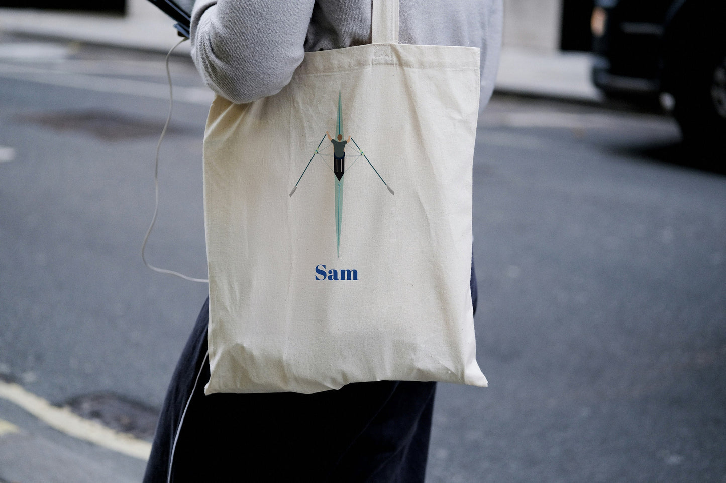 Personalized Single Scull Rower/Crew Tote Bag – Custom Name – Eco-Friendly Premium Cotton Bag